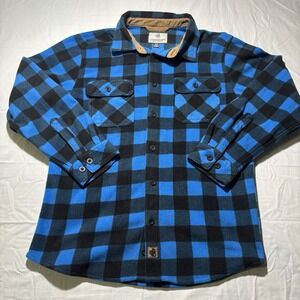 Legendary Whitetails Blue Black Buffalo Plaid Fleece Shirt Men's M